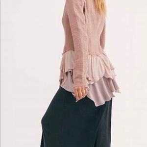 Brand new Free People military ruffle blazer